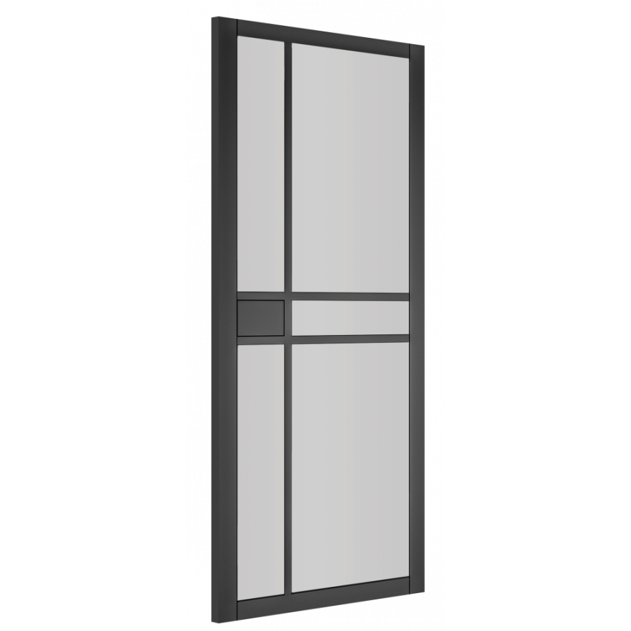 Dalston Black (pre-finished) Internal Door with Clear Glass