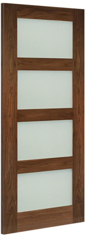 Coventry 4-Light Walnut Door with 18mm Lippings (obscure glass)