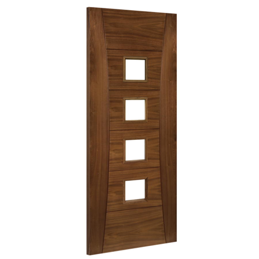 Pamplona Internal Walnut Door with Clear Glass (pre-finished)
