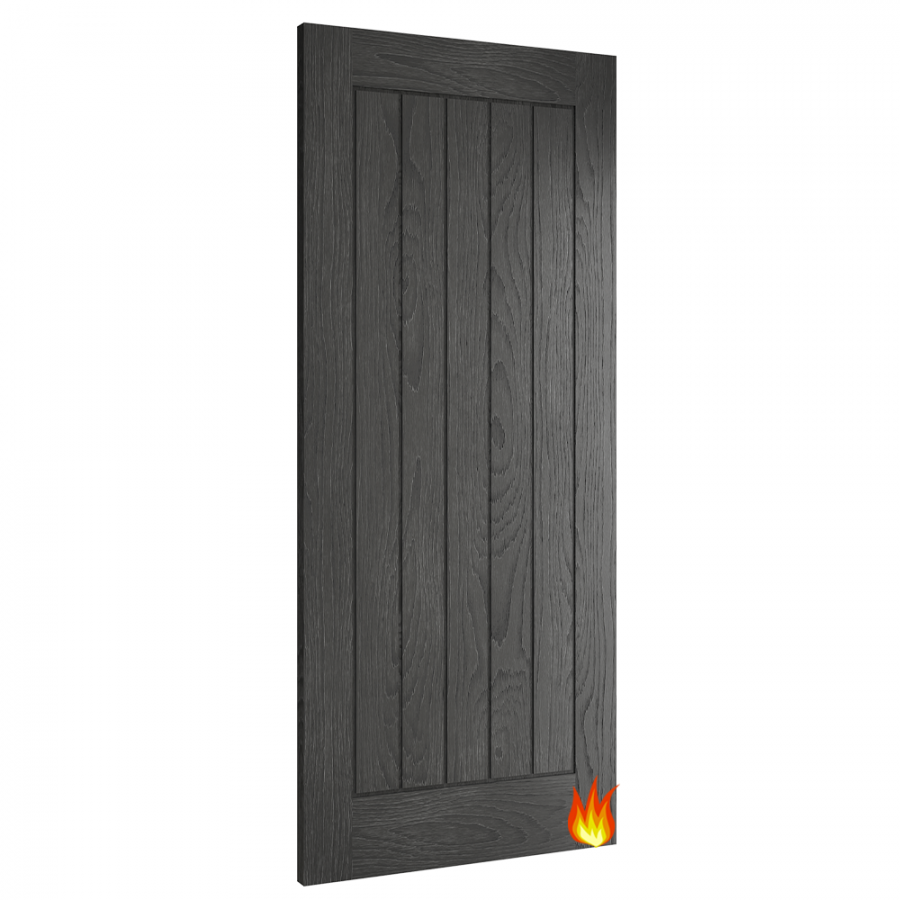 Cottage Ely Brushed Black Fire Door FD30 (18mm Lippings)