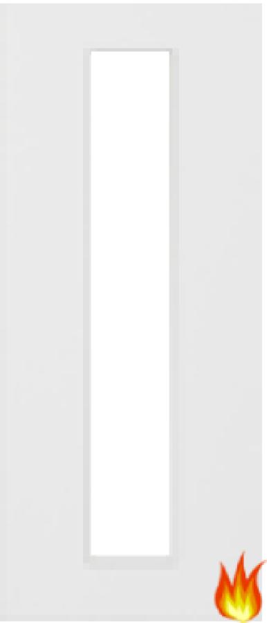 White Primed Fire Door with Glass Opt. 10 (FD30)
