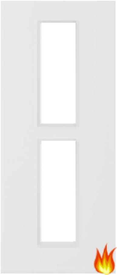 White Primed Fire Door with Glass Opt. 12 (FD30)