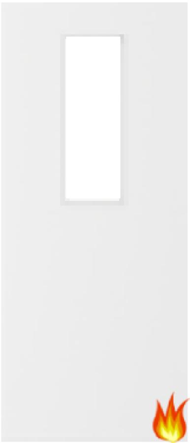 White Primed Fire Door with Glass Opt. 14 (FD30)