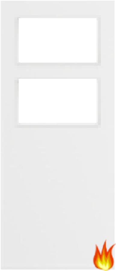 White Primed Fire Door with Glass Opt. 2 (FD30)