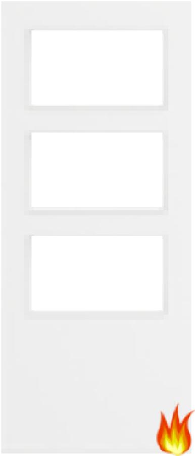 White Primed Fire Door with Glass Opt. 3 (FD30)