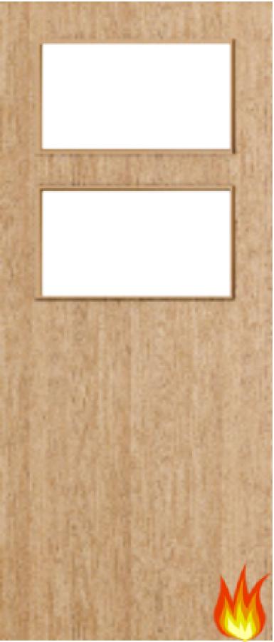 Flush Oak Fire Door with Glass (Opt. 2)