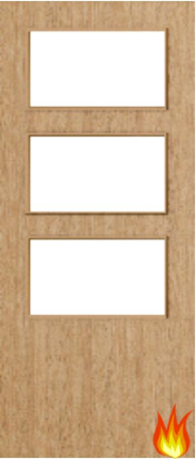 Flush Oak Fire Door with Glass (Opt. 3)