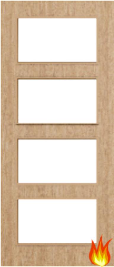 Flush Oak Fire Door with Glass (Opt. 4)