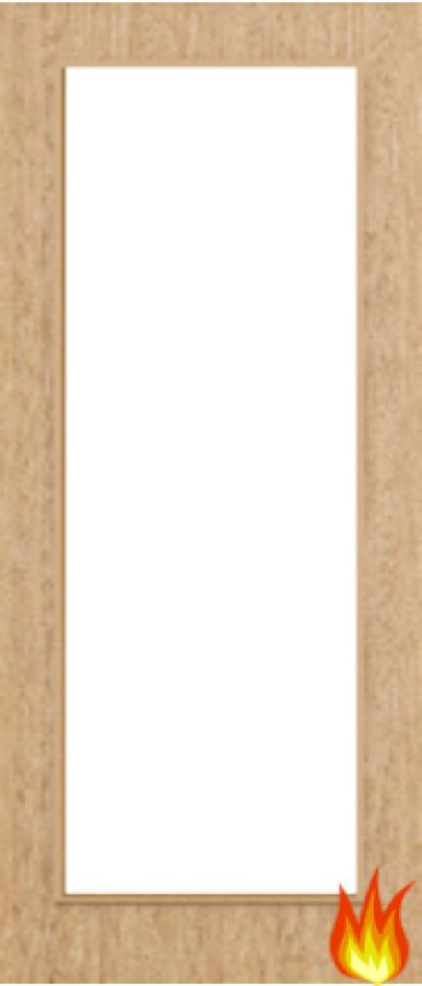 Flush Oak Fire Door with Glass (Opt. 5)