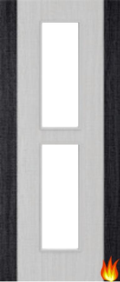 Light Grey Ash Fire Door with Glass/Dark Grey Edges (Opt. 12)