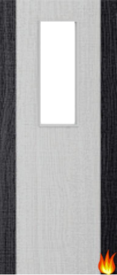 Light Grey Ash Fire Door with Glass/Dark Grey Edges (Opt. 14)