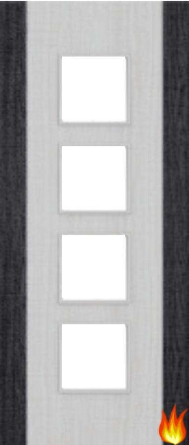 Light Grey Ash Fire Door with Glass/Dark Grey Edges (Opt. 9)