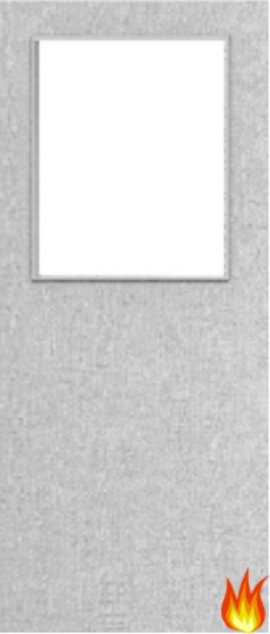 Flush Light Grey Ash Fire Door with Glass (Opt. 1)