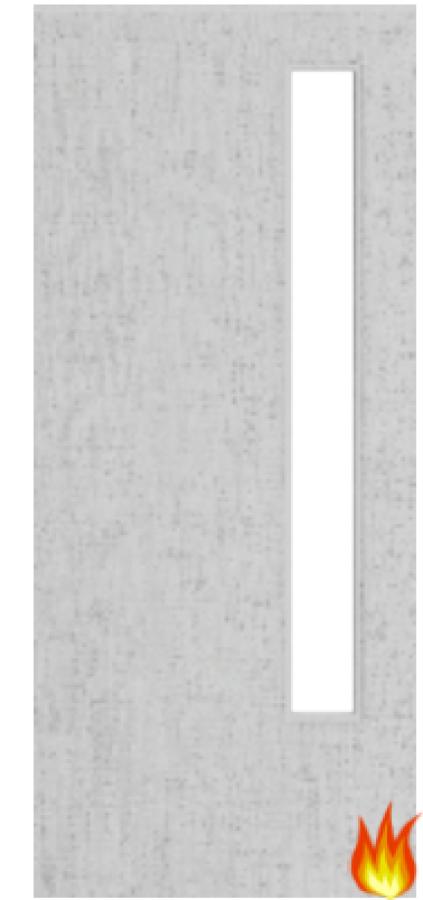 Flush Light Grey Ash Fire Door with Glass (Opt. 13)