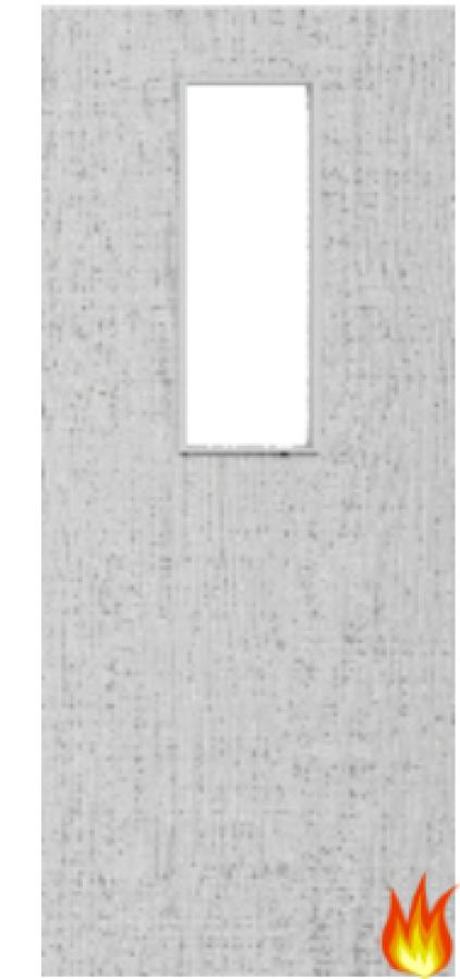 Flush Light Grey Ash Fire Door with Glass (Opt. 14)
