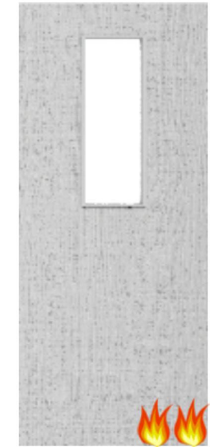 Flush Light Grey Ash Fire Door (FD60) with Glass (Opt. 14)
