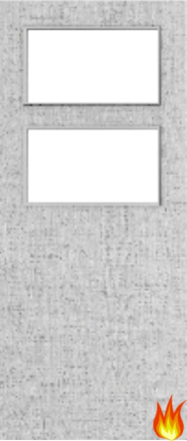 Flush Light Grey Ash Fire Door with Glass (Opt. 2)