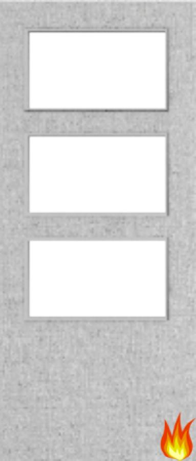 Flush Light Grey Ash Fire Door with Glass (Opt. 3)