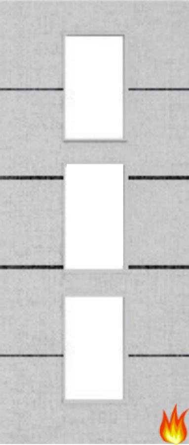 Light Grey Ash Fire Door with Glass/Horiz. Inlays (Opt. 11)