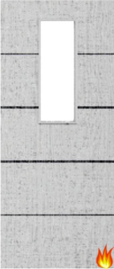 Light Grey Ash Fire Door with Glass/Horiz. Inlays (Opt. 14)