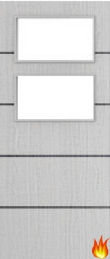 Light Grey Ash Fire Door with Glass/Horiz. Inlays (Opt. 2)