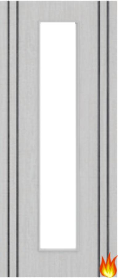 Light Grey Ash Fire Door with Glass/Vertical Inlays (Opt. 10)