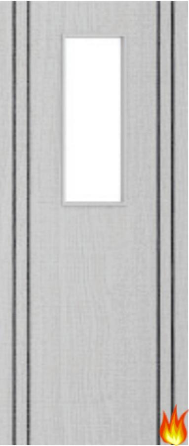 Light Grey Ash Fire Door with Glass/Vertical Inlays (Opt. 14)