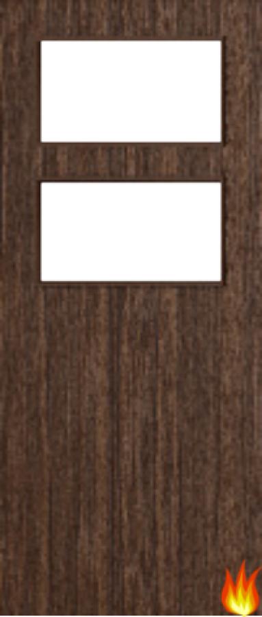 Flush Walnut Fire Door with Glass (Opt. 2)