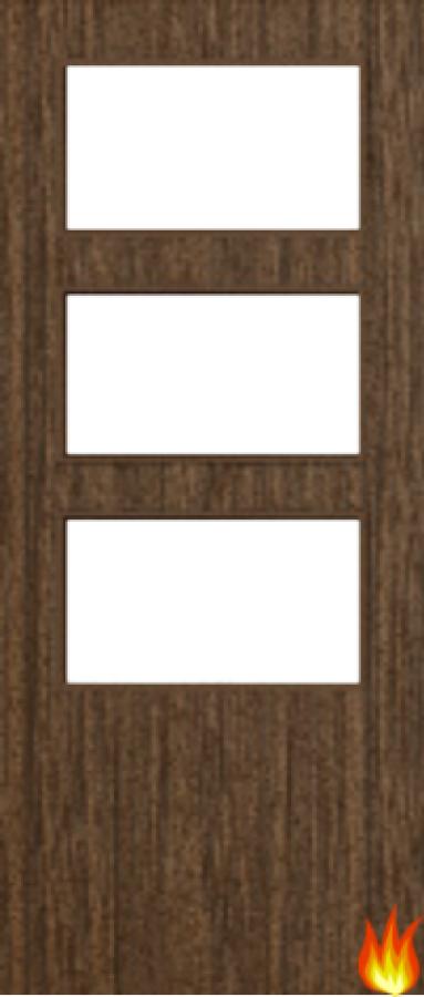 Flush Walnut Fire Door with Glass (Opt. 3)