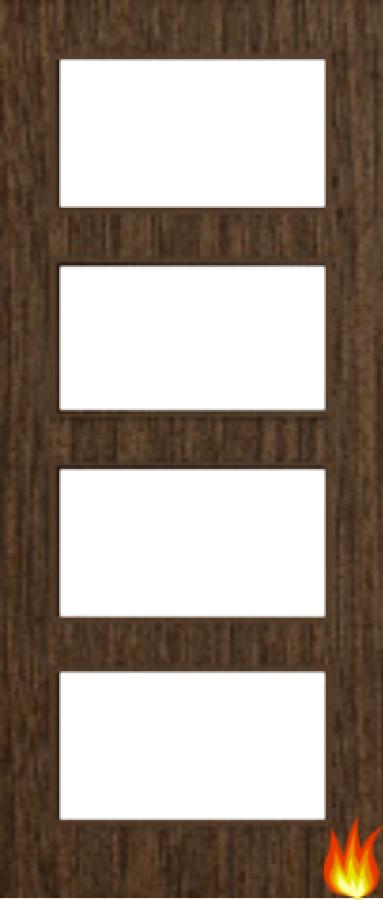 Flush Walnut Fire Door with Glass (Opt. 4)