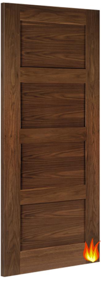 Coventry 4 Panel Walnut Fire Door FD30 with 18mm Lippings (pre-finished)