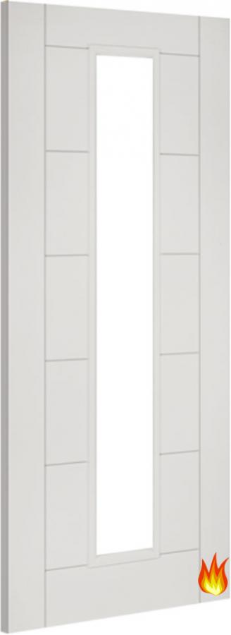 Seville White Primed Internal Fire Door (FD30) with Clear Glass (18mm lippings)
