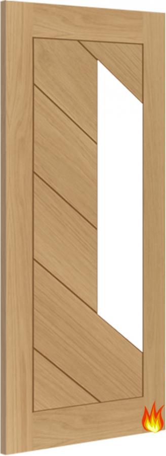 Torino Clear Glazed Oak Fire Door FD30 (pre-finished)