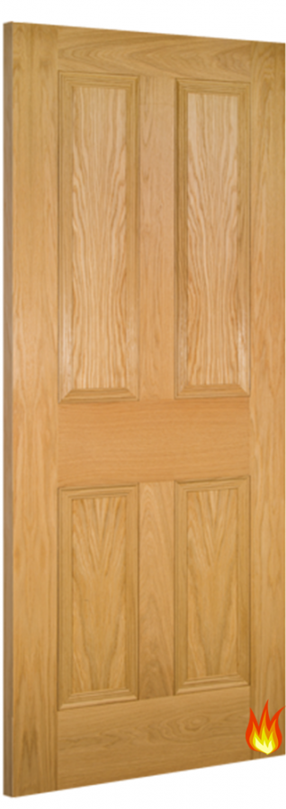 Kingston 4 Panel Oak Fire Door (FD30) with 18mm Lippings