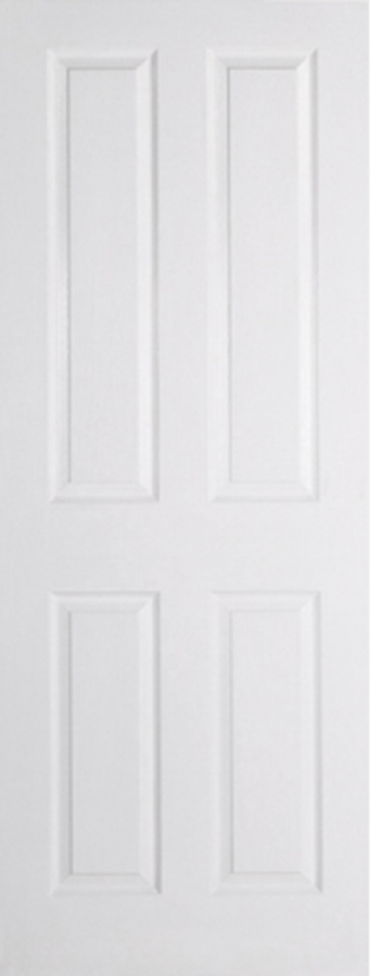 4 Panel White Primed Internal Door (semi-solid core) - Grained