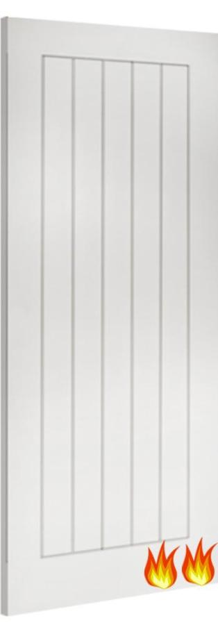 Cottage Ely White Primed Fire Door (18mm lippings) FD60