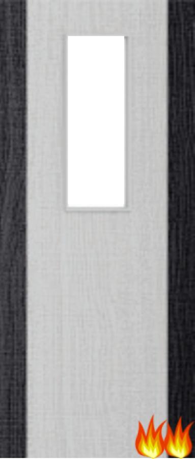 Light Grey Ash Fire Door (FD60) with Glass/Dark Grey Edges (Opt. 14)
