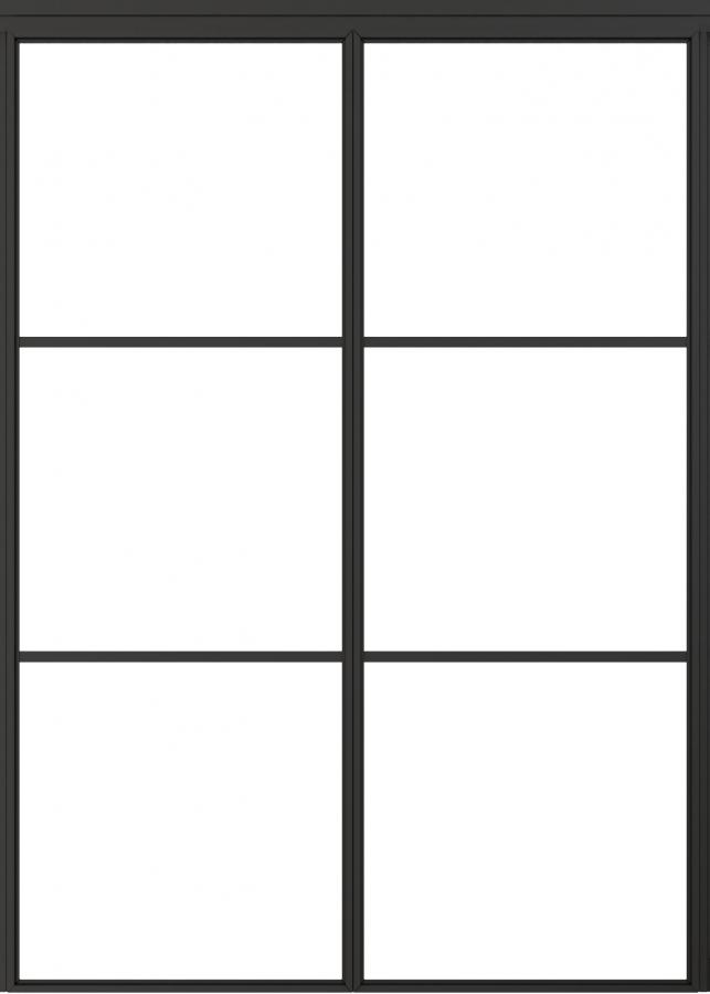 3-Light Black Aluminium Double Doorset with Polyglas