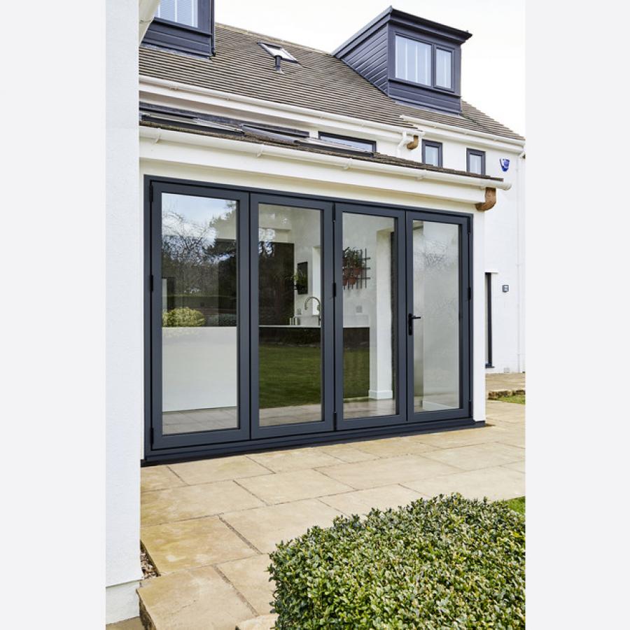 Grey Aluminium Bi-folding Doors (4.2m)