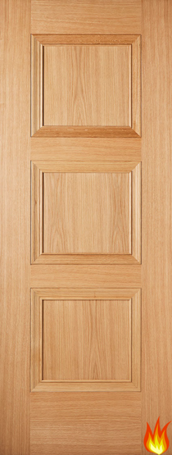 Amsterdam 3 Panel Internal Oak Fire Door FD30 (pre-finished)