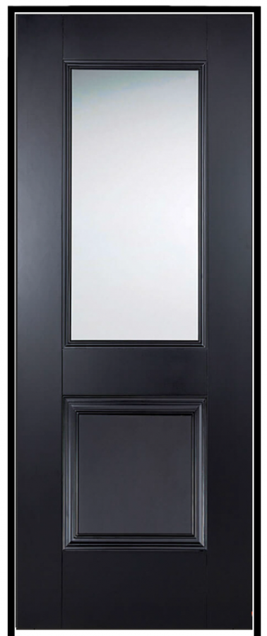 Arnhem Black Prehung Door with Clear Bevelled Glass