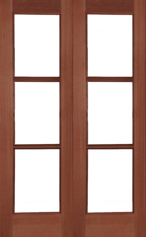 Bespoke (made to measure) Solid Hardwood 3-Light French Doors