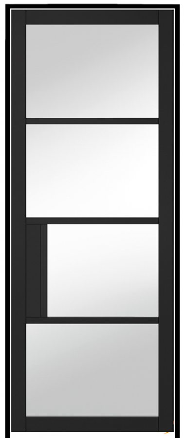Chelsea Black Prehung Internal Door with Clear Glass