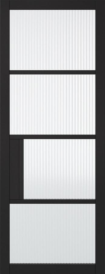 Chelsea 4L Black (pre-finished) Internal Door with Reeded Glass