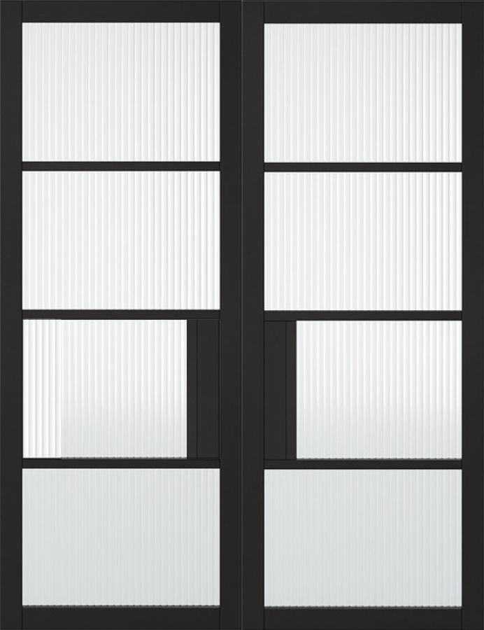 Chelsea Black Double Doors with Reeded Glass (pre-finished)