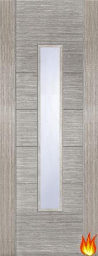 Corsica 18G Light Grey Fire Door with Obscure Glass (FD30)