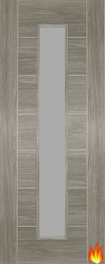 Corsica Laminate Grey Fire Door (FD30) with Obscure Glass