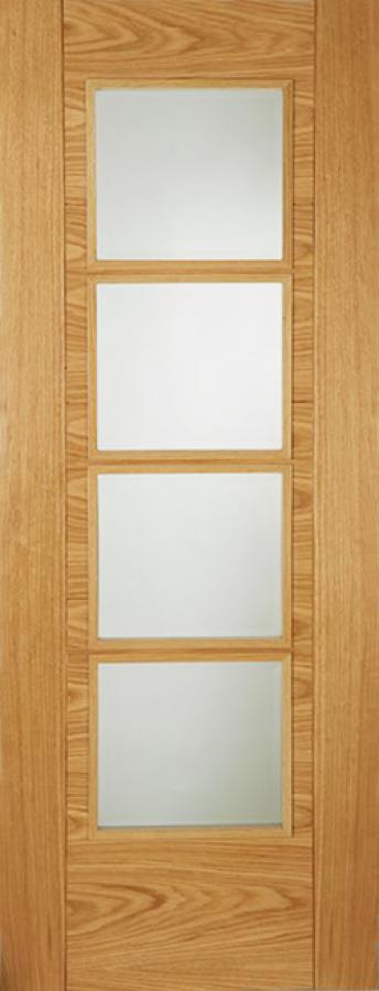 Iseo Crown Cut 4-Light Internal Oak Door (pre-finished)