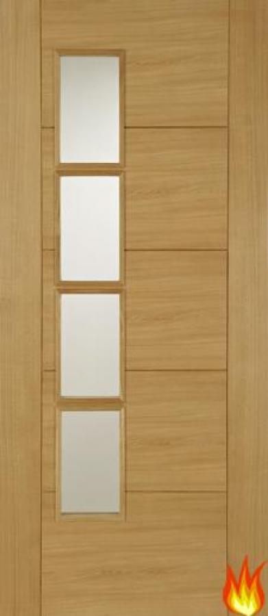 Iseo Deluxe Internal Oak Offset Glazed Fire Door FD30 (pre-finished)