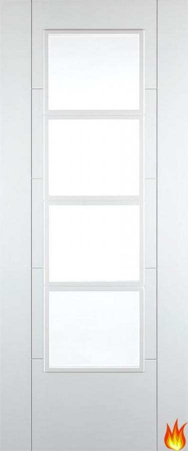 Iseo Pre-Finished White Internal Fire Door with Clear Glass